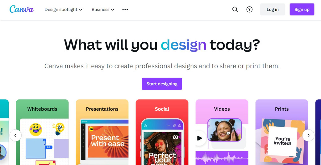 Canva main page