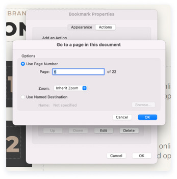 Adobe Acrobat: dragging bookmark under parent to create nested level