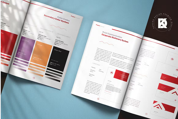 Color palette section in a brand book example