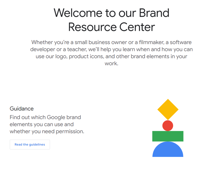 Website-based brand guidelines from Google