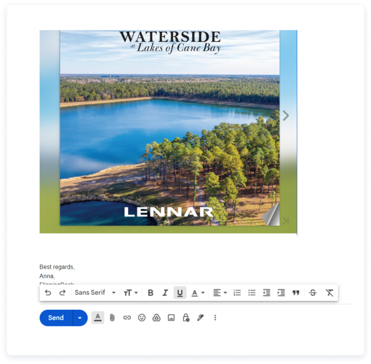 Embedded flipbook preview in Gmail