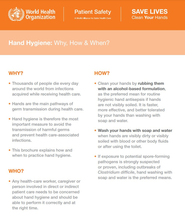 Educational pamphlet example from the World Health Organization