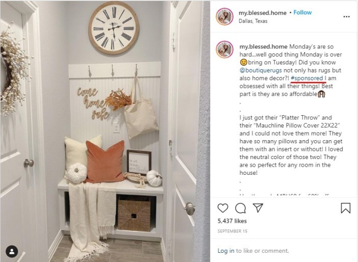 Sponsored content on Instagram