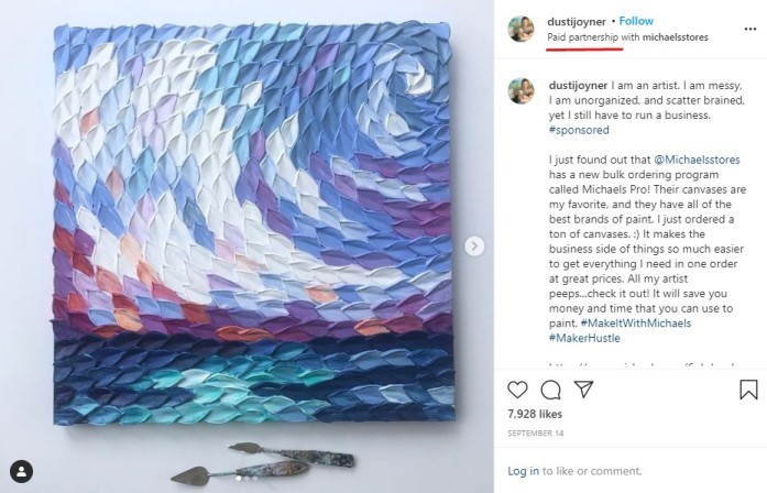 Paid partnership on Instagram
